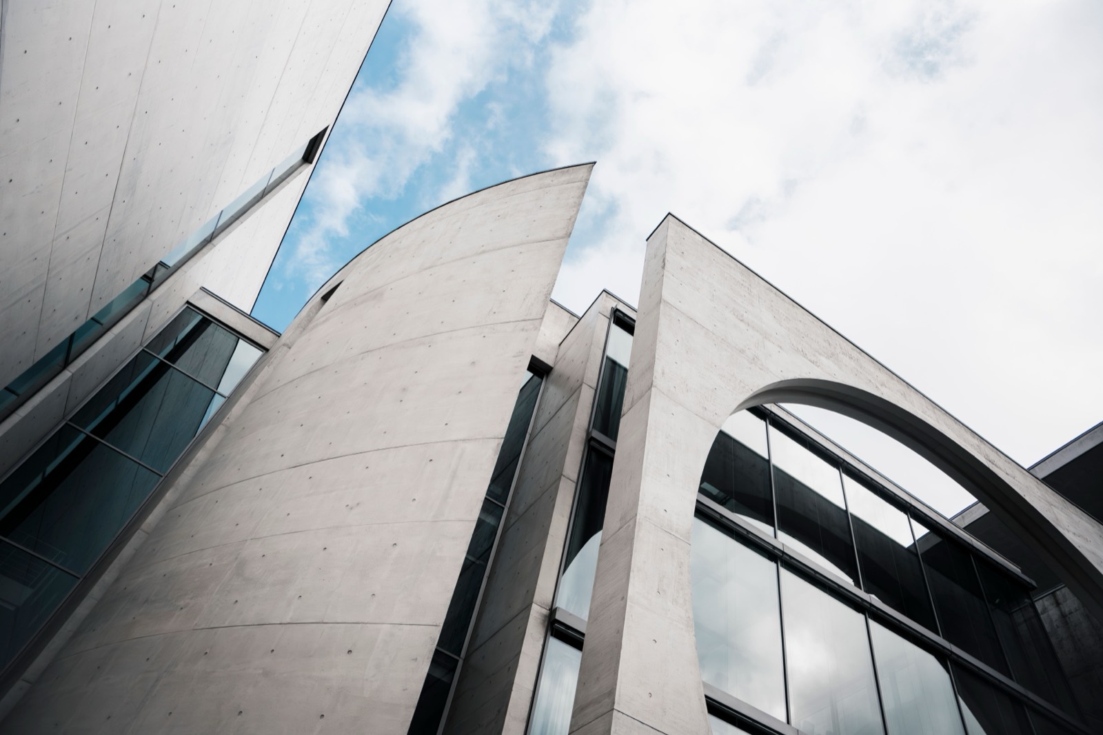 Modern minimalist concrete architecture against the sky