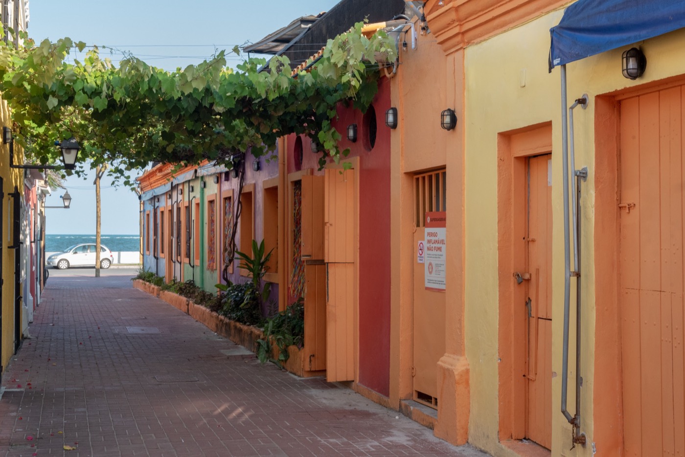A colorful colonial street in St Kitts