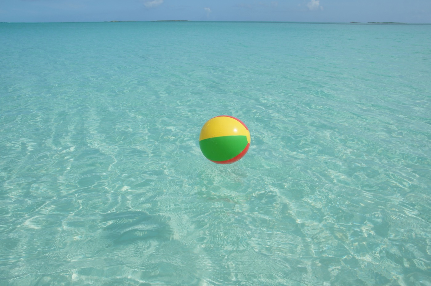 The clear turquoise shallows of the Bahamas