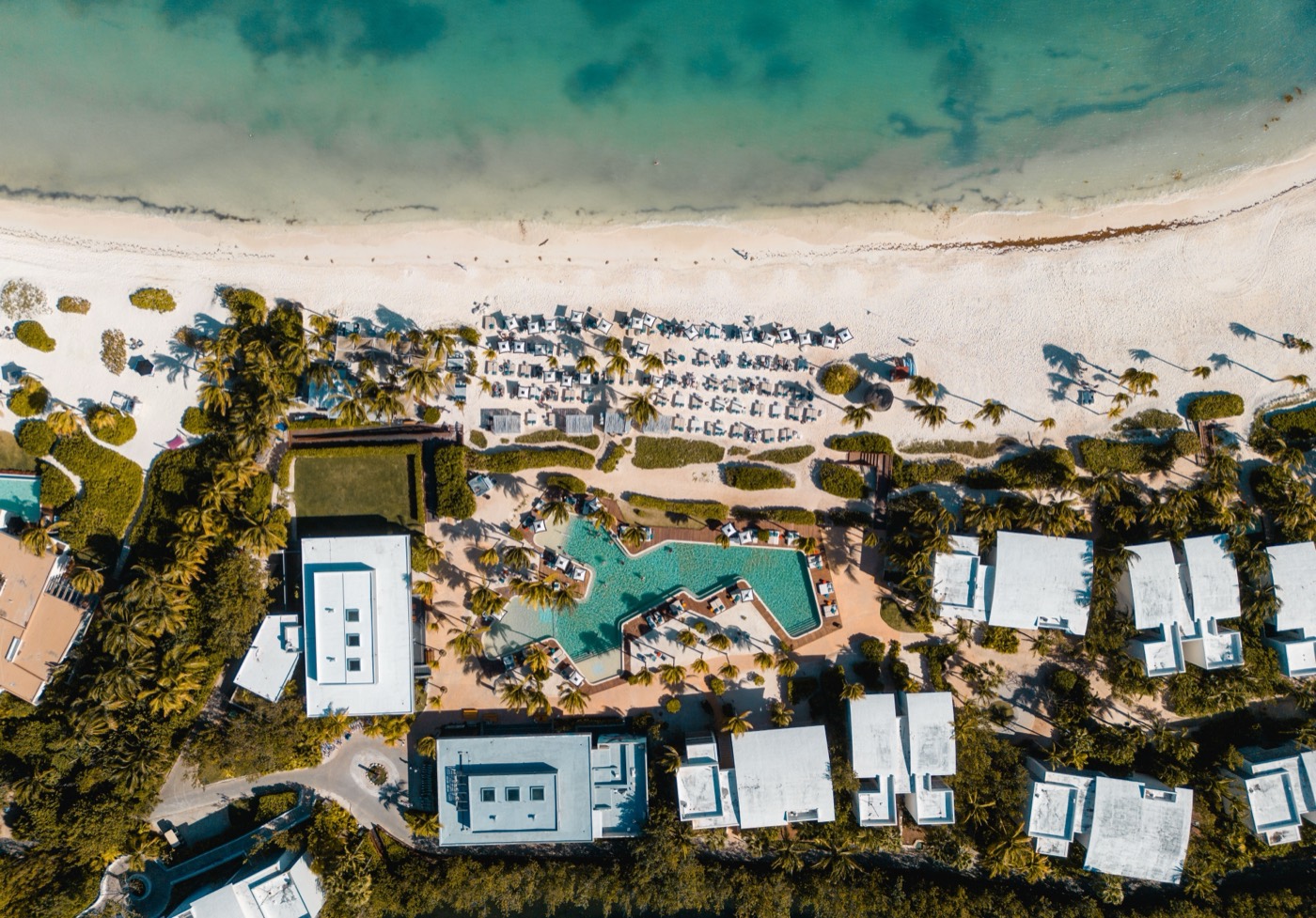 A beachfront resort area on Providenciales, Turks & Caicos