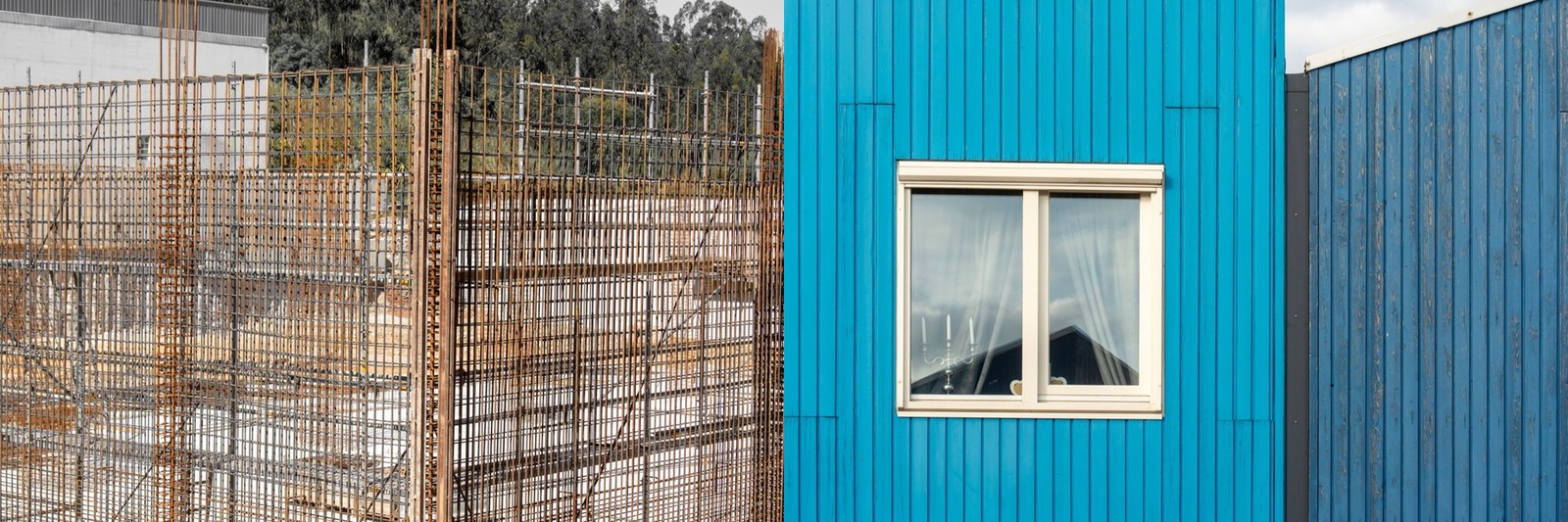 ICF concrete formwork beside a SIP panel wall